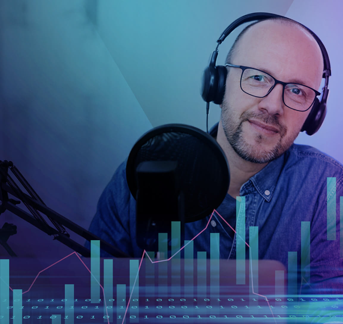 person podcasting